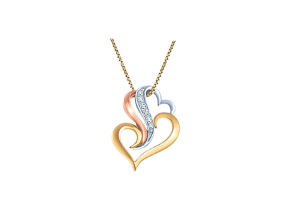 Tri Tone Plated | Heart Pendants with White CZ